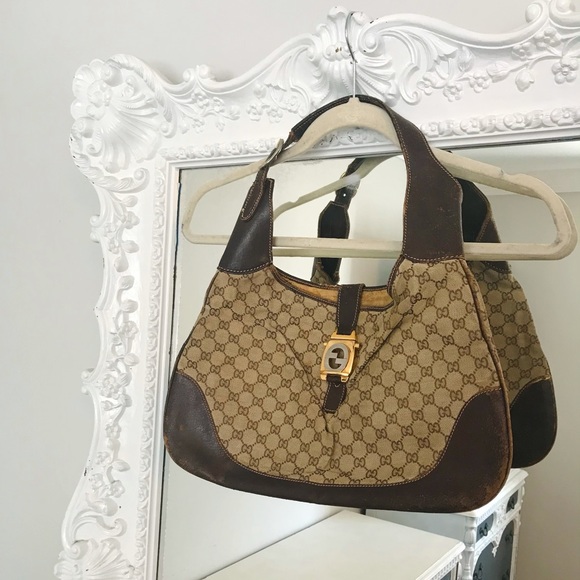 VINTAGE Gucci Hobo Monogram Logo Crescent Handbag - Picture 3 of 15